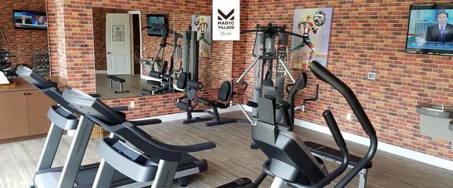 a view of a backyard with plants and a patio