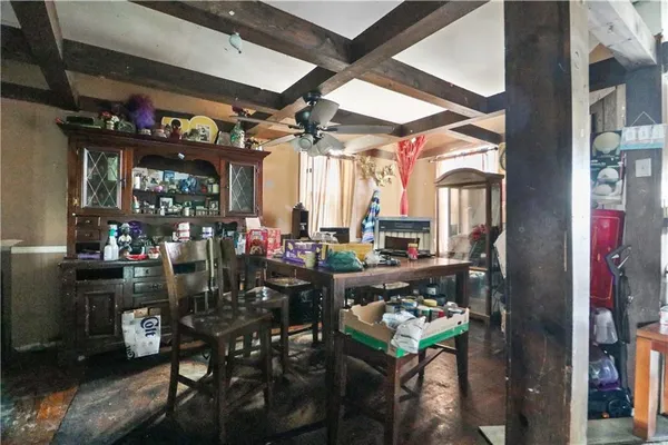 a view of city with retail shops