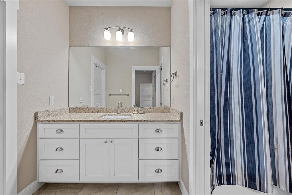 23 Independence Trail Waco, TX 76708 - Photo 27 of 35 Bathroom vanity featuring a light-colored countertop, undermount sink, and white cabinetry with cup pull hardware