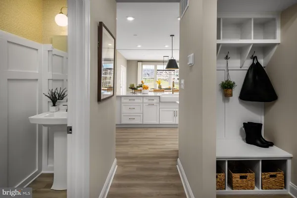 a view of hallway with washer and dryer