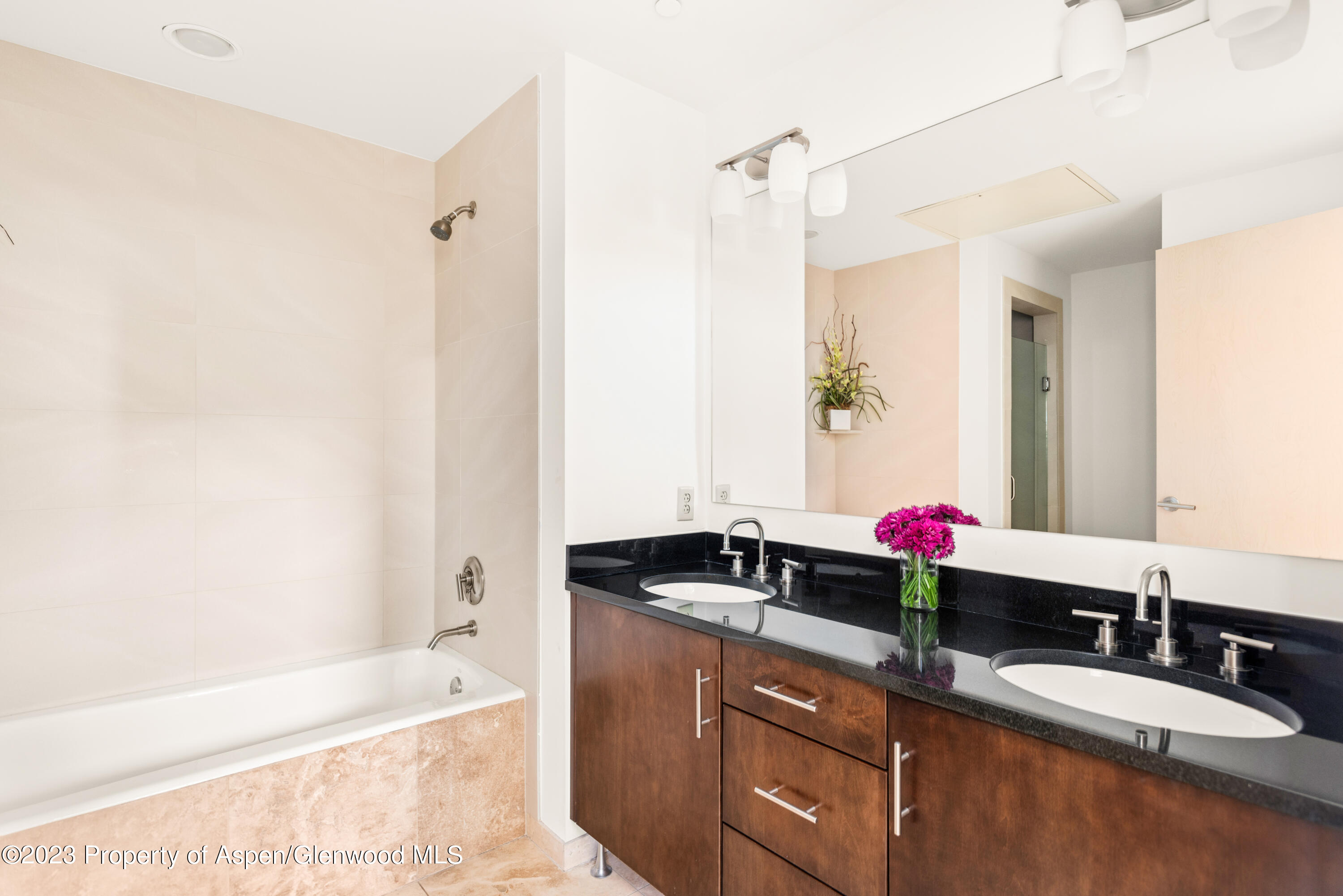 361 Robinson Street, Unit 326 Basalt, CO 81621 - Photo 5 of 10 a bathroom with a bathtub sink vanity granite and a shower