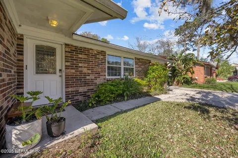 a potted plant sitting in front of a house