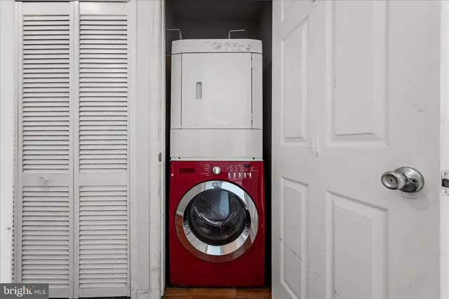 a utility room with dryer and washer