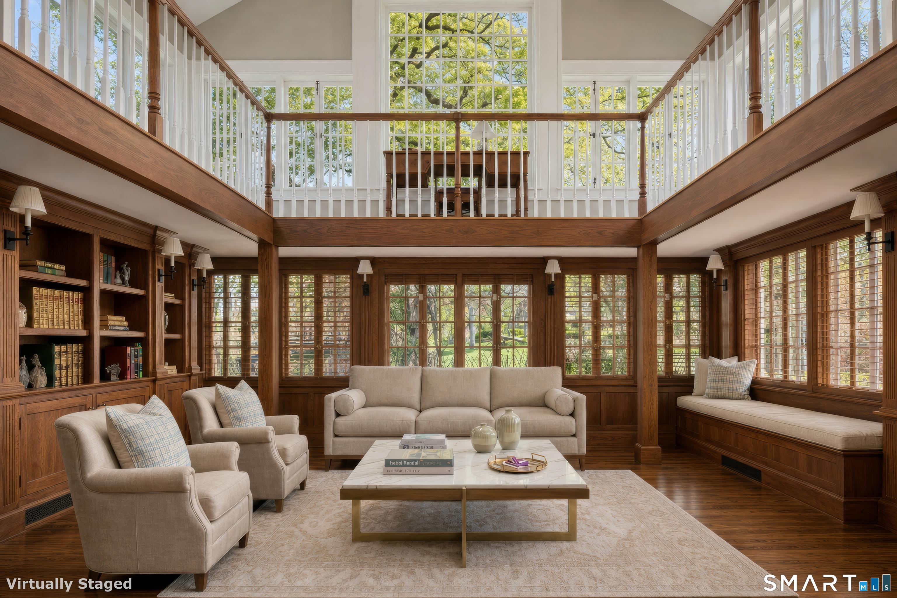 155 Long Ridge Road Danbury, CT 06810 - Photo 27 of 40 The library is one of the most memorable rooms in the house, where beautiful burl cabinetry and architectural warmth create a quieter, more intimate atmosphere.