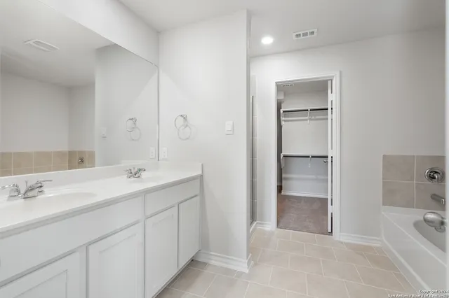 a bathroom with a bathtub