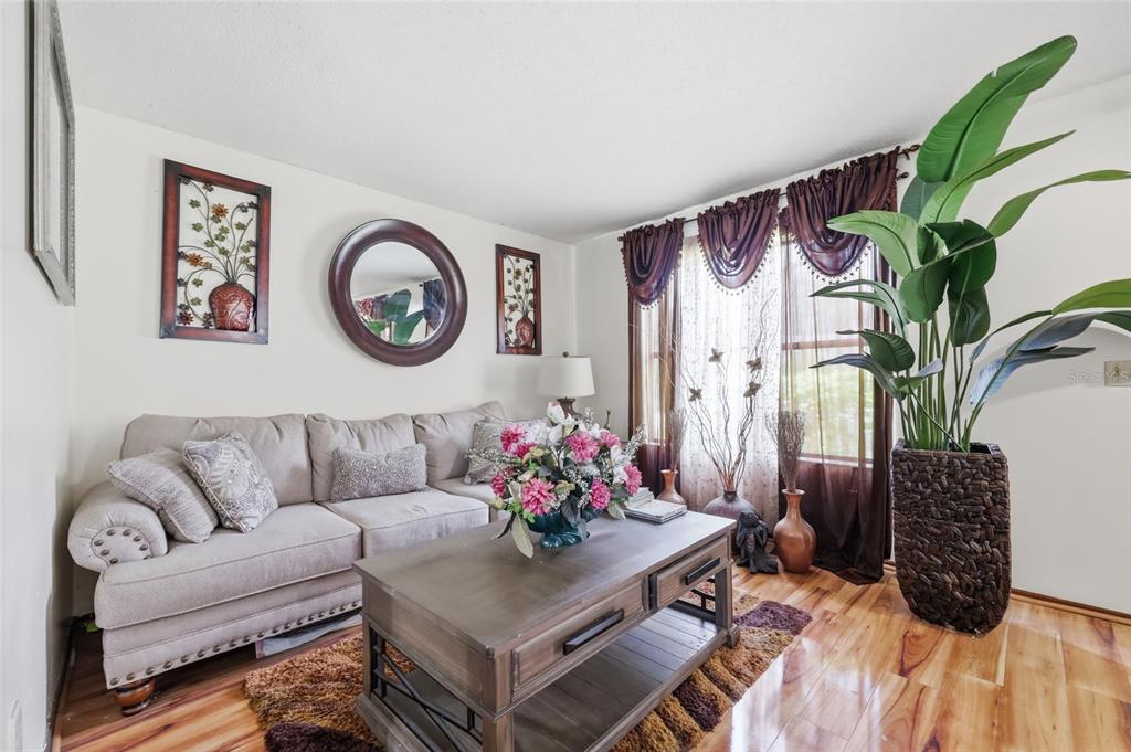 3027 Queens Gate Road Orlando, FL 32818 - Photo 10 of 34 a living room with furniture and a potted plant