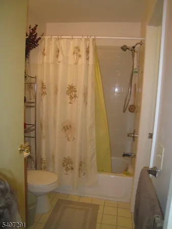 a bathroom with a shower and toilet
