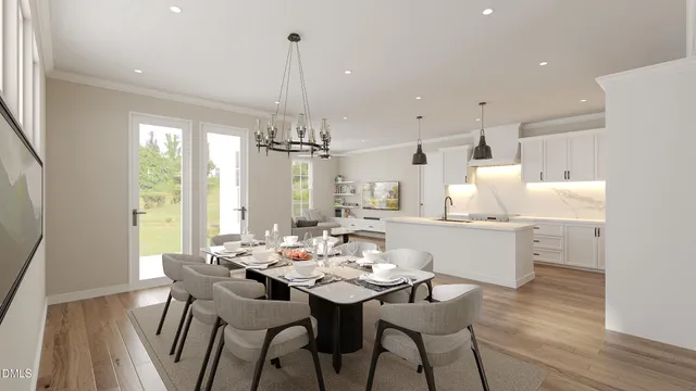 a view of a dining room and livingroom view