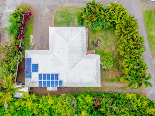 an aerial view of a house