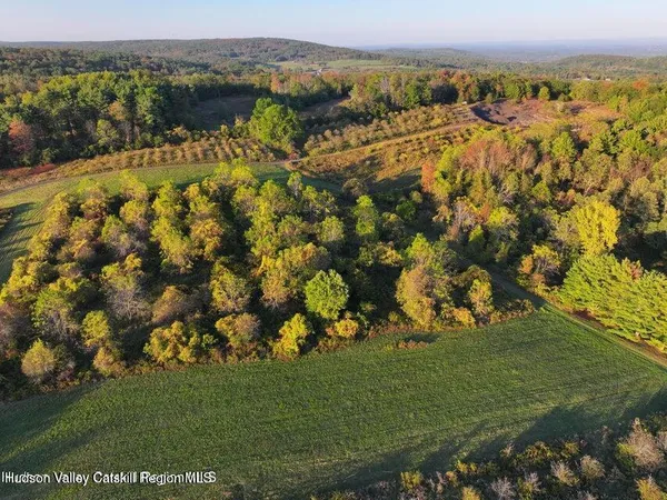 a view of a town with mountains in the background