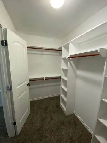a storage room with cabinets