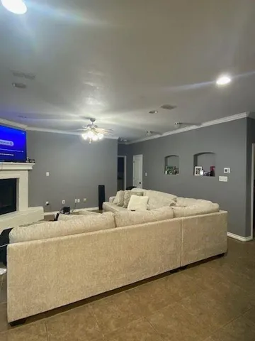 a living room with furniture