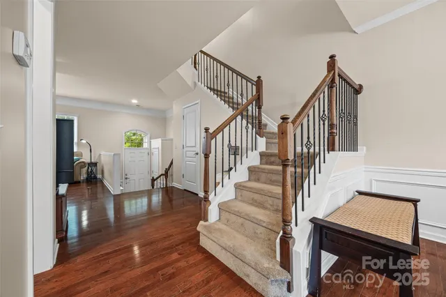a view of a hallway with a white walls