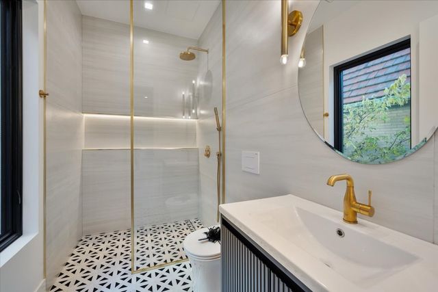 a living room with a fireplace