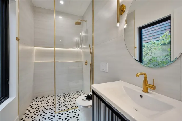 a living room with a fireplace