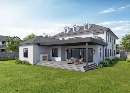a view of a house with a yard porch and furniture