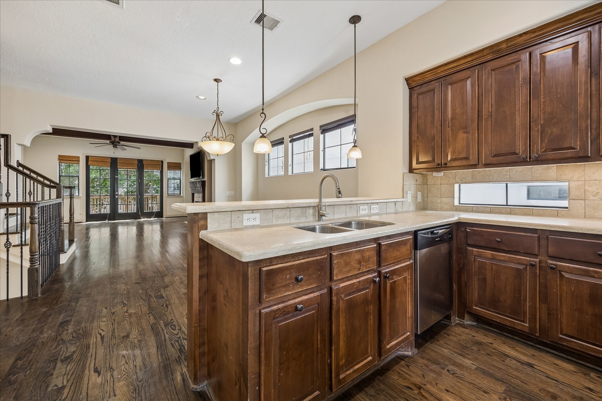 4301 Gibson Street Houston, TX 77007 - Photo 14 of 24 Another view of kitchen looking towards open concept dining and living rooms.