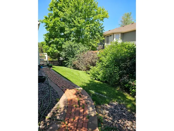 a view of a backyard with potted plants