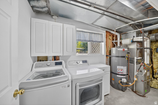 1464 990 West Provo, UT 84601 - Photo 29 of 41 Laundry area featuring concrete flooring, overhead cabinetry, and a window for natural light