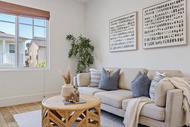 a balcony view with a seating space