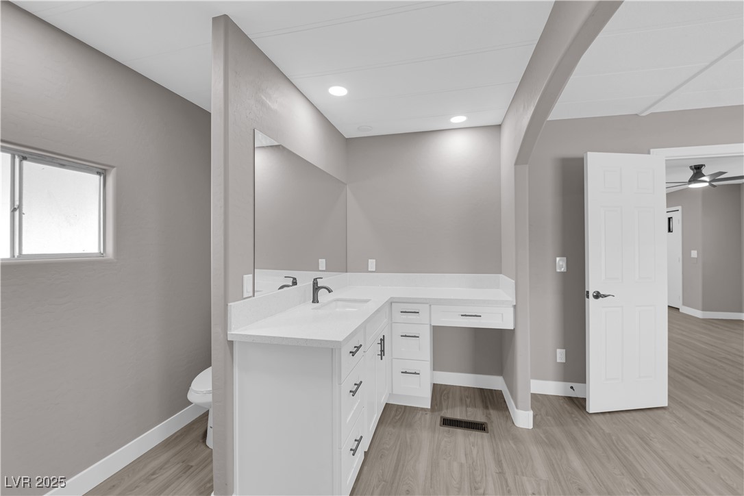 5175 Ridge Drive, Unit 149 Las Vegas, NV 89103 - Photo 23 of 33 Bathroom with vanity, light wood-type flooring, and recessed lighting