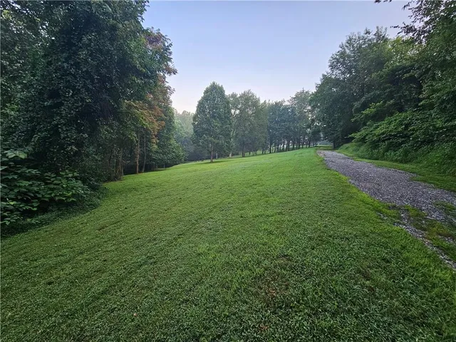 a view of field with trees in the background