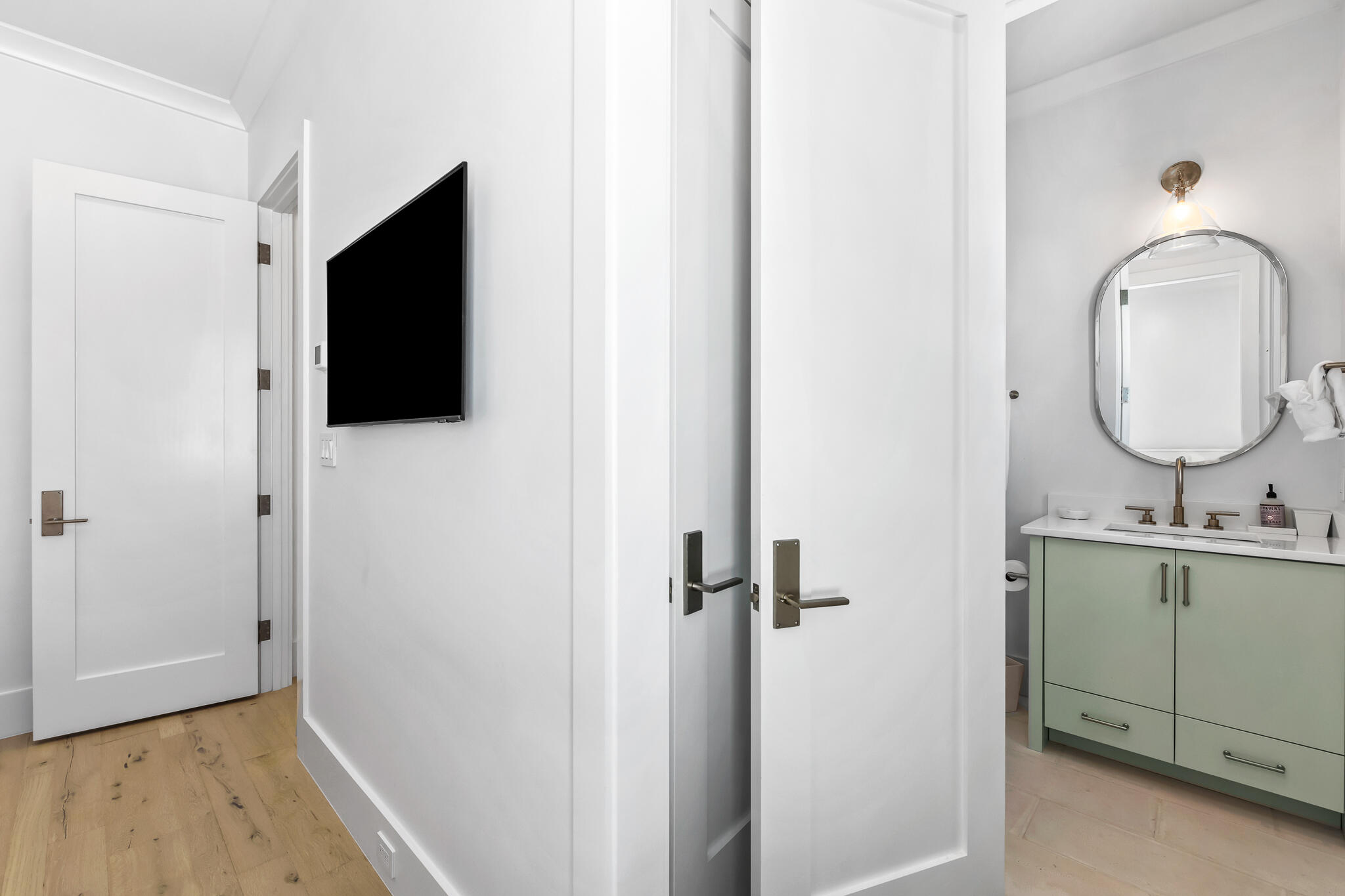 40 Smugglers Alley Inlet Beach, FL 32461 - Photo 21 of 59 a bathroom with a sink and a mirror