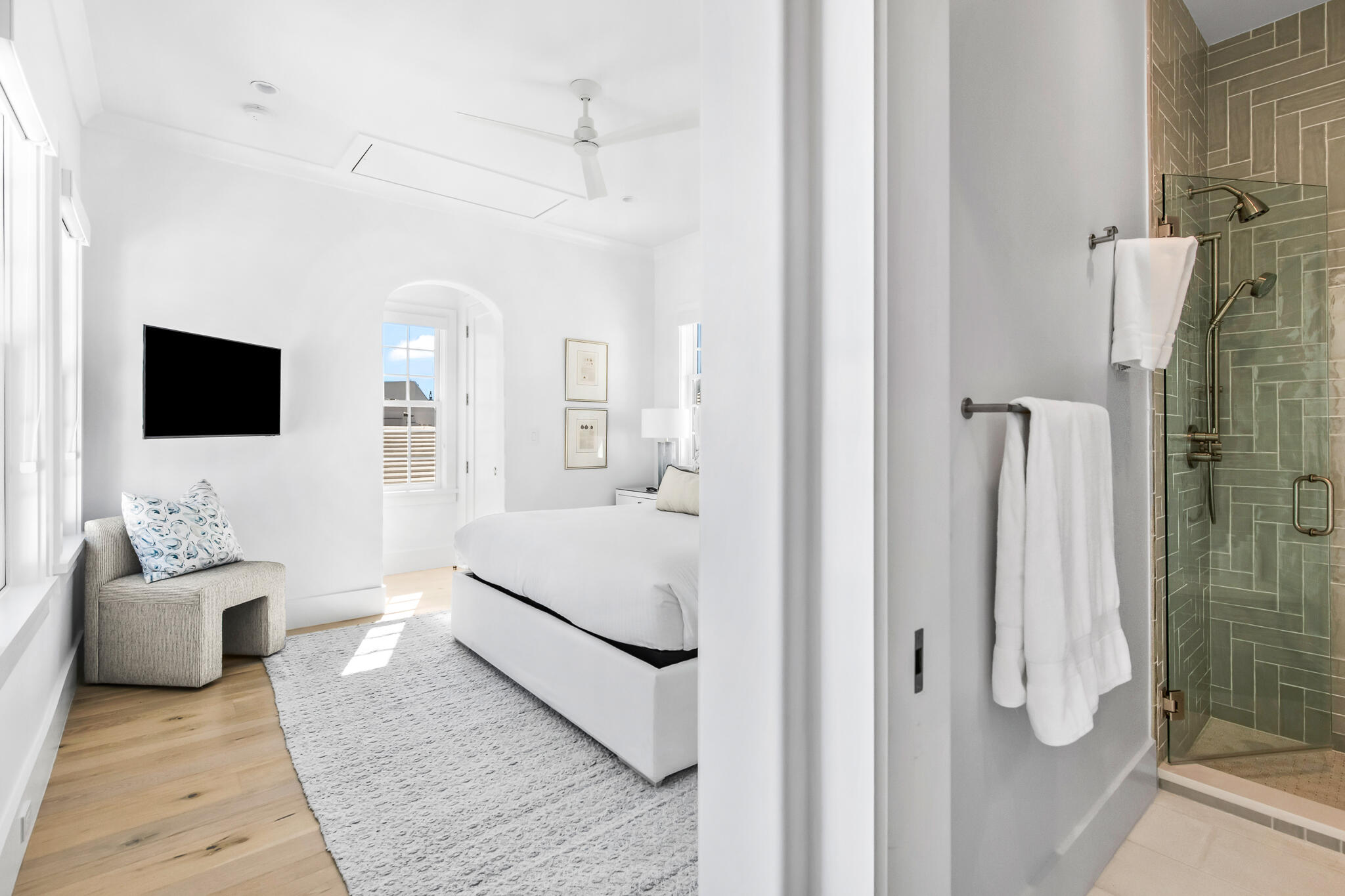 40 Smugglers Alley Inlet Beach, FL 32461 - Photo 23 of 59 a en suite bathroom with a sink a mirror and a shower