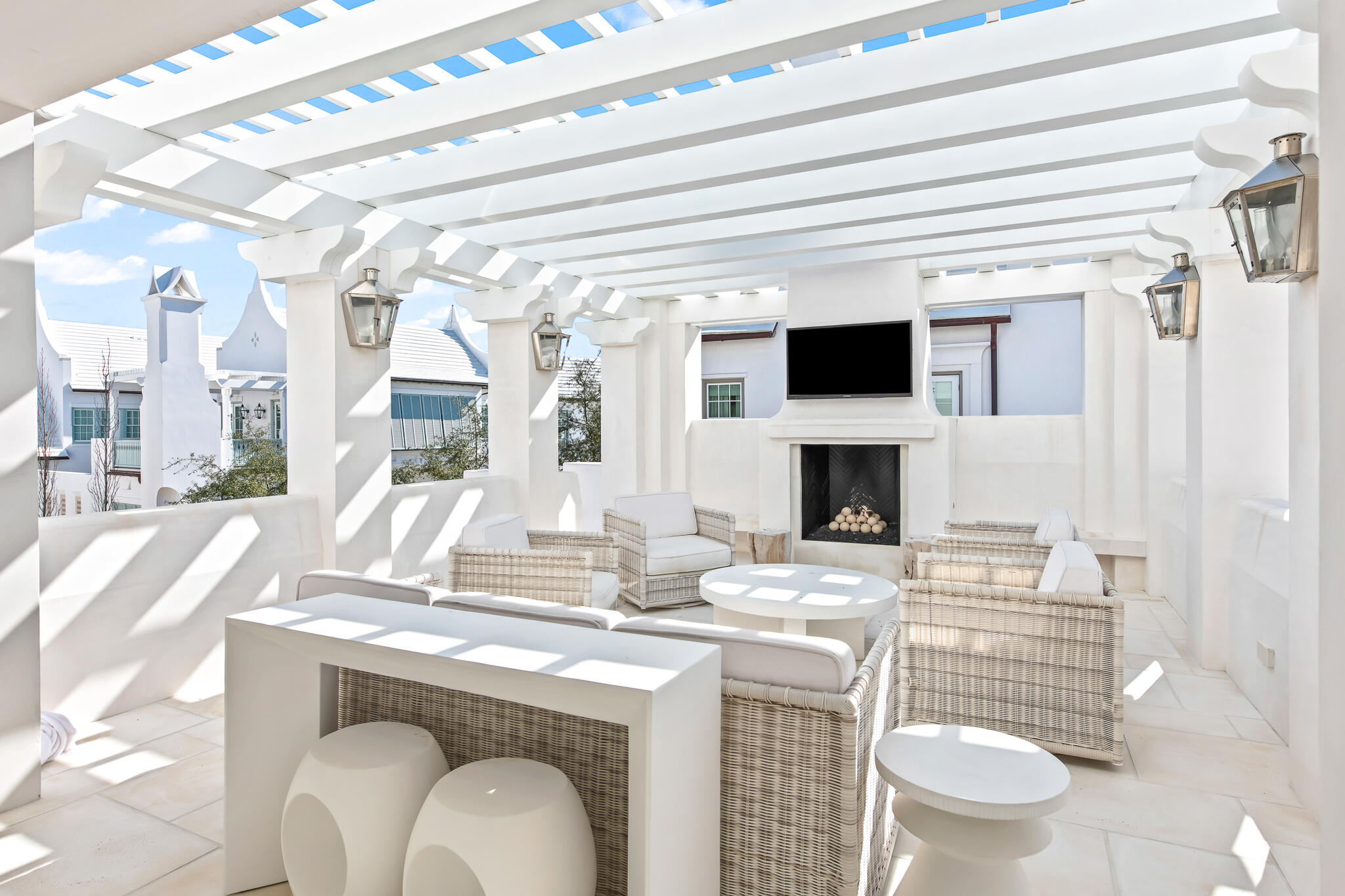 40 Smugglers Alley Inlet Beach, FL 32461 - Photo 41 of 59 a living room with furniture and a fireplace