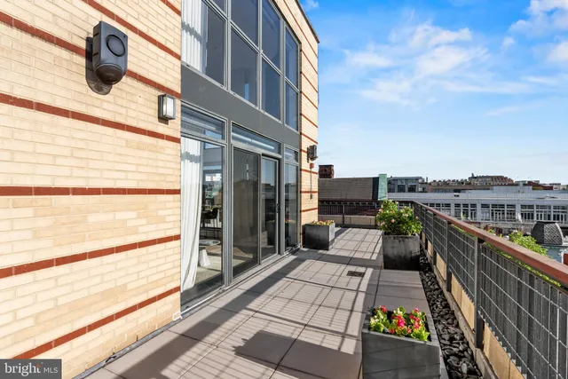 a view of balcony with seating space