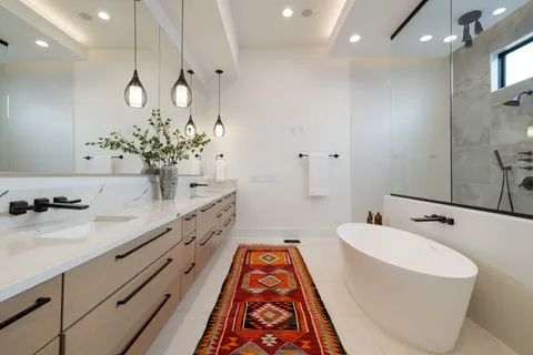 a outdoor space with a couch and wooden floor