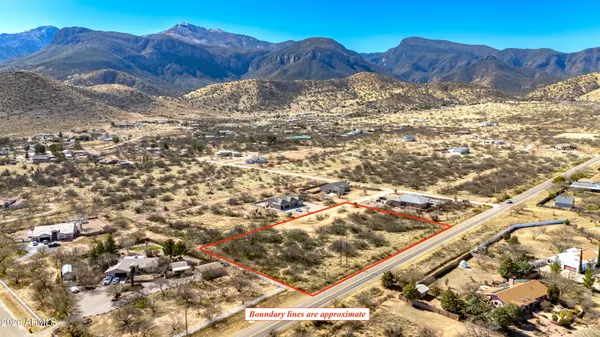 a view of a with a mountain