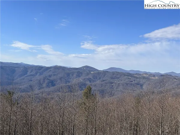 a view of mountains in the middle of a field