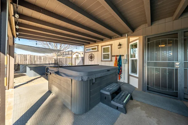 a front view of house with yard and seating