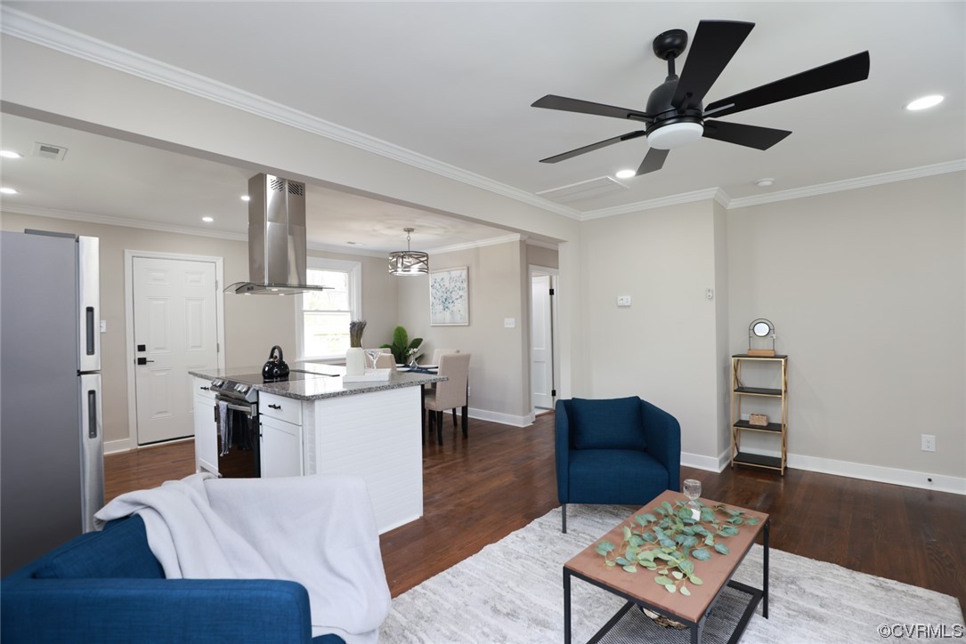 2305 Wright Avenue Richmond, VA 23224 - Photo 4 of 33 a living room with stainless steel appliances kitchen island granite countertop furniture and a rug