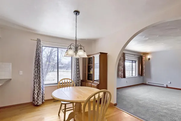 a view of a livingroom with furniture window and wooden floor