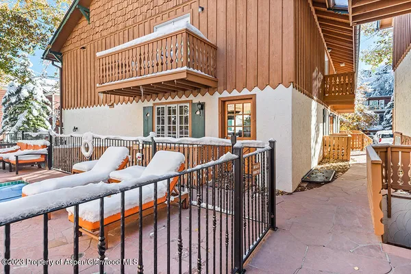 a view of a building with a large window