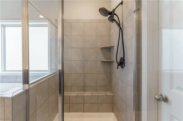 a bathroom with a shower