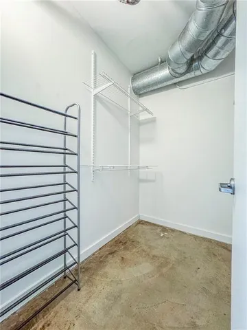 a view of a room with racks on the wall