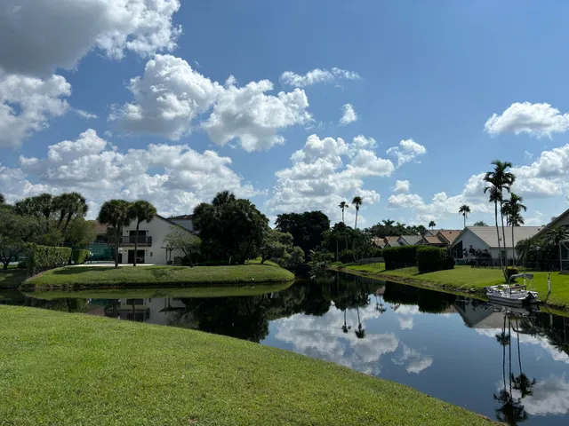 a view of a lake with houses