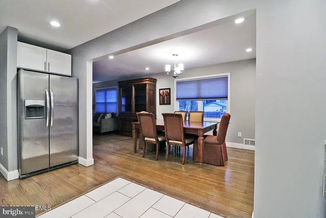 a view of a dining area with furniture