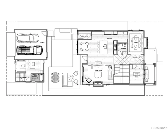 a black and white photo of a living room