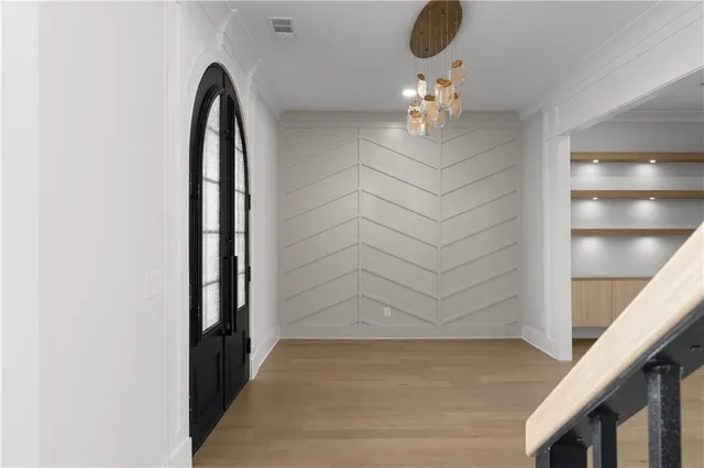 a living room with a fireplace