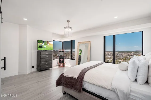 a view of a city with tall buildings