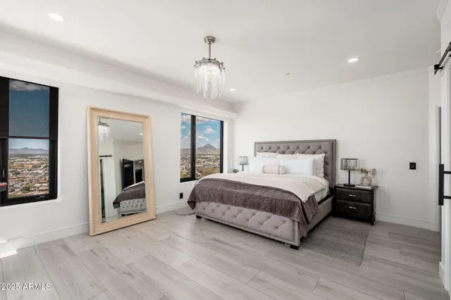 a front view of a multi story building