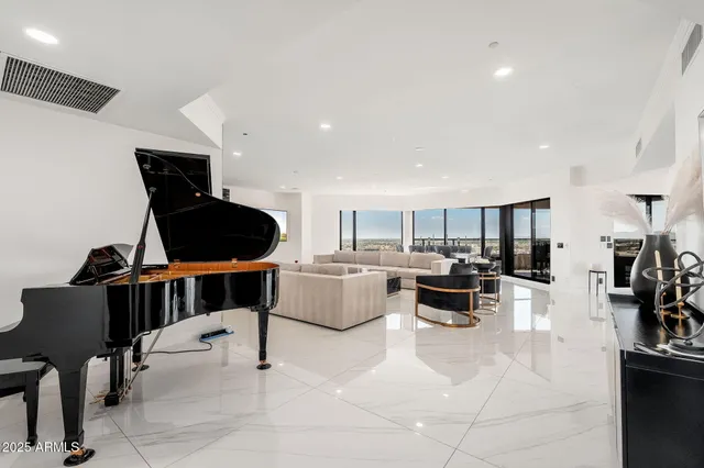 a living room with furniture