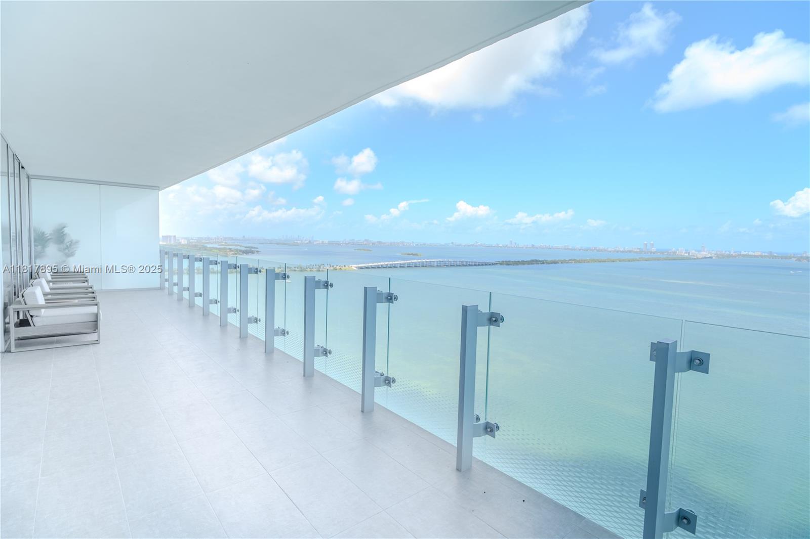 a view of a hallway with windows