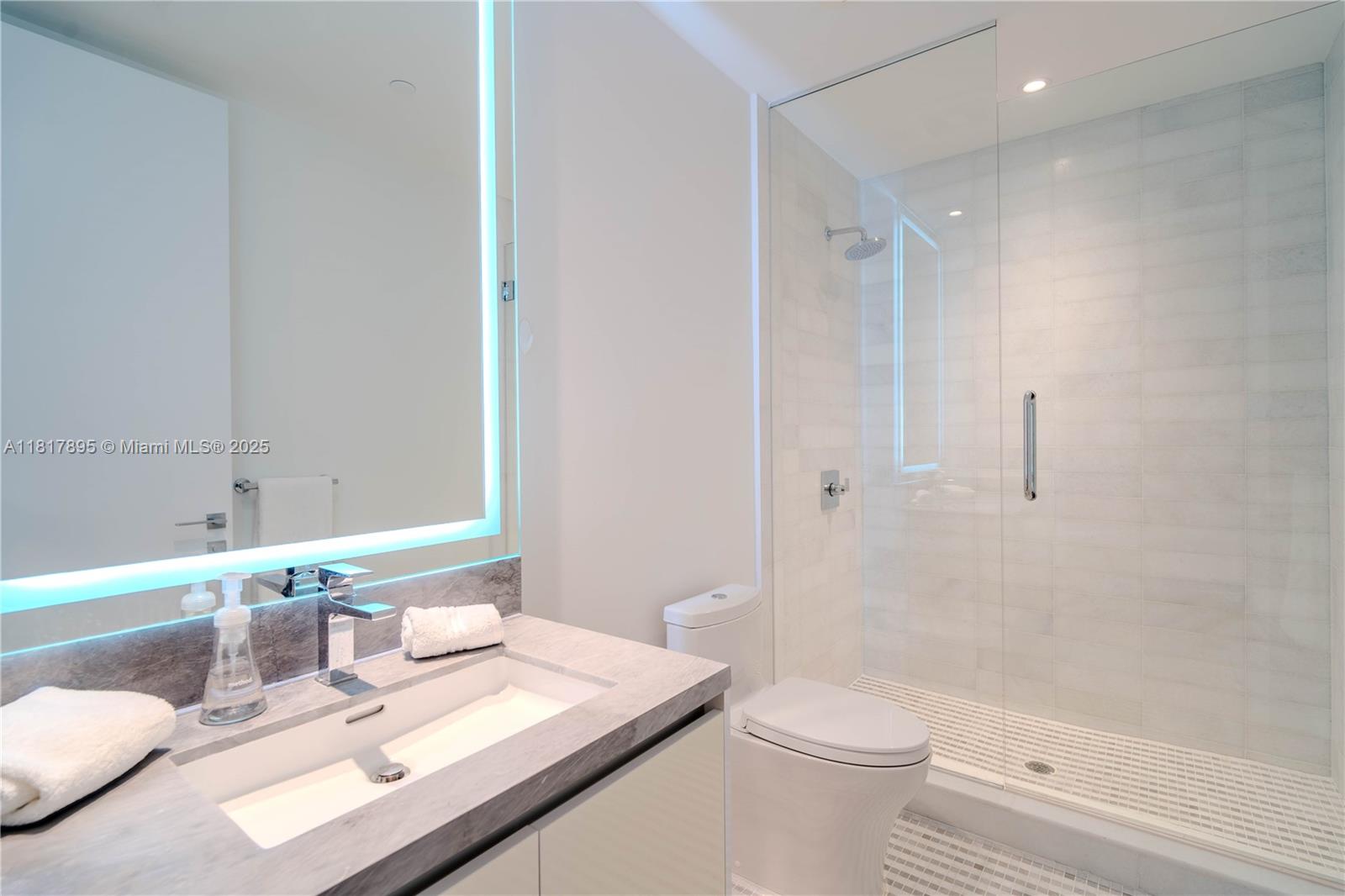 700 Northeast 26th Terrace, Unit 2602 Miami, FL 33137 - Photo 9 of 38 a bathroom with a sink a toilet and shower