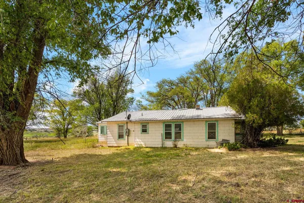 a front view of a house with a yard and trees