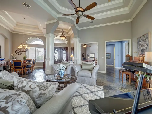 a living room with furniture